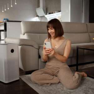 Woman sitting by humidification s